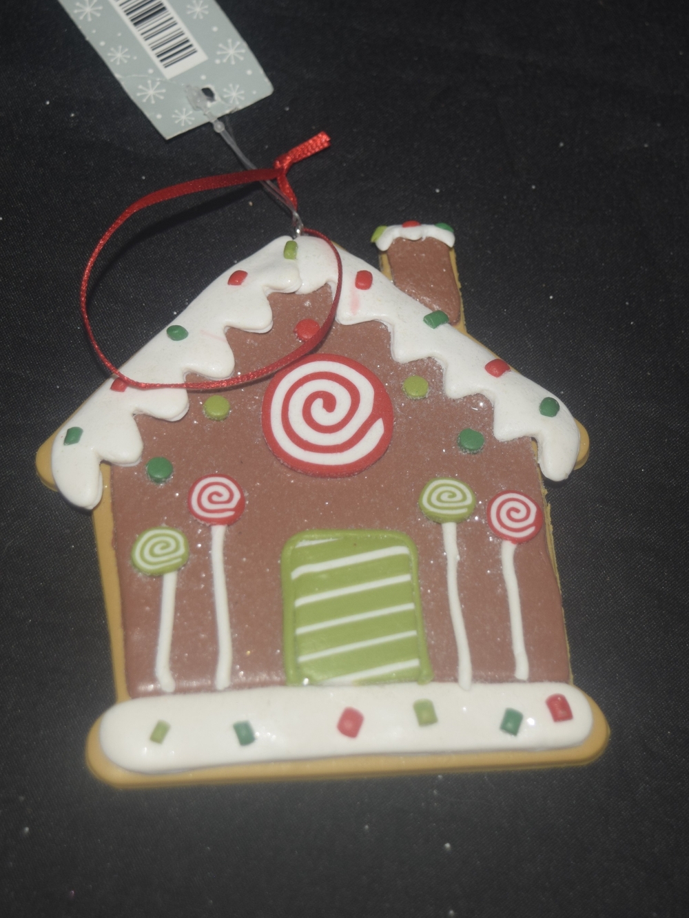 Hobby Lobby Gingerbread House Ornament - Brown, White, Red & Green